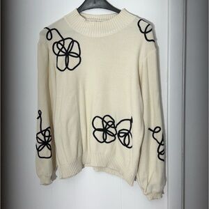 Maude Vivante Floral Appliqué Knit Sweater NWOT